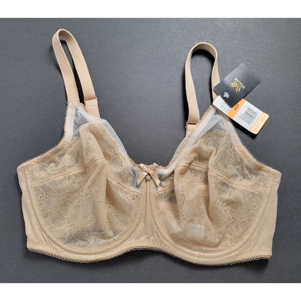 Wacoal Retro Chic Full Figure Underwire Lace Bra Beige 36DD 855186 NWT